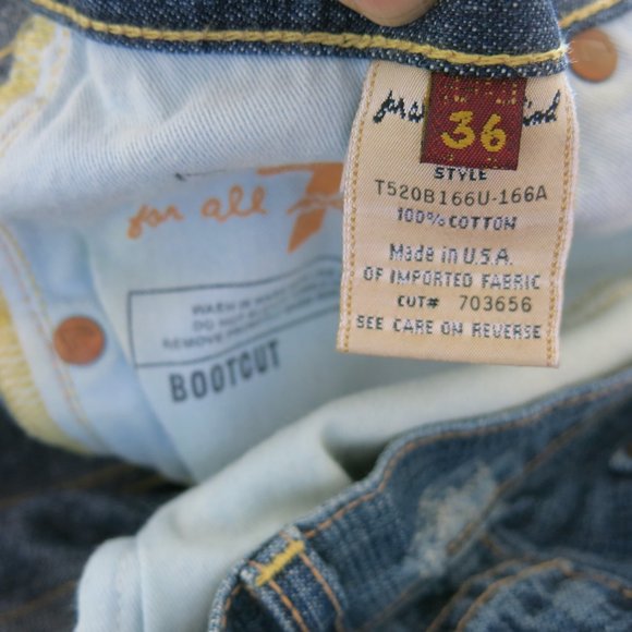 7 For All Mankind 100% Cotton Distressed Boot Cut Denim Jeans - Size 36 - Picture 5 of 5